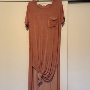 Coral colored maxi dress